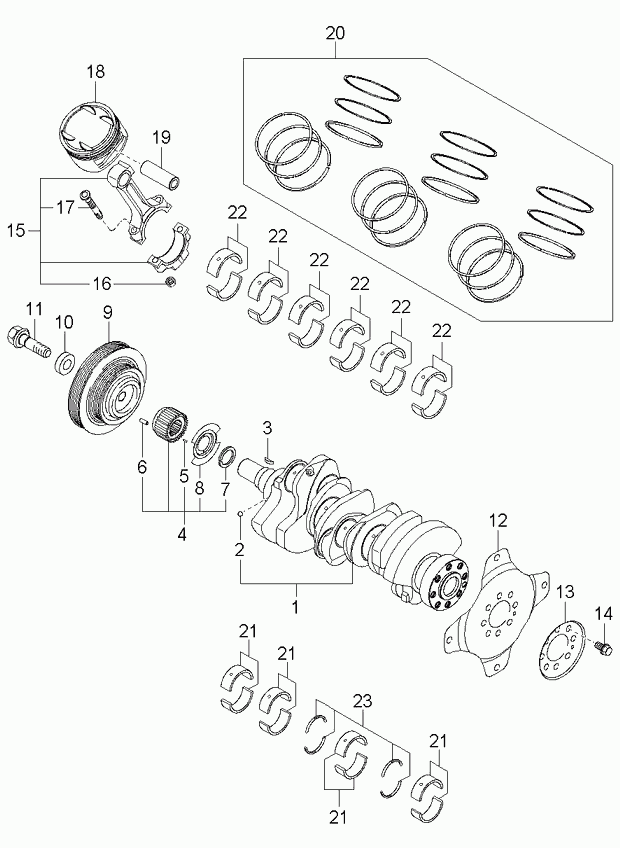 Коленвал для Киа Опирус 2003-2007