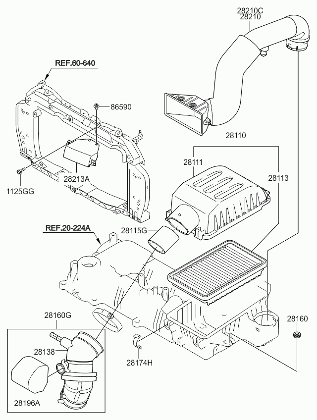 Корпус воздушного фильтра в сборе для Киа Пиканто 2011-2015