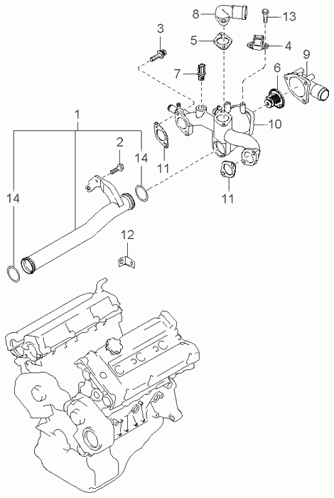 Корпус термостата в сборе для Киа Опирус 2003-2007