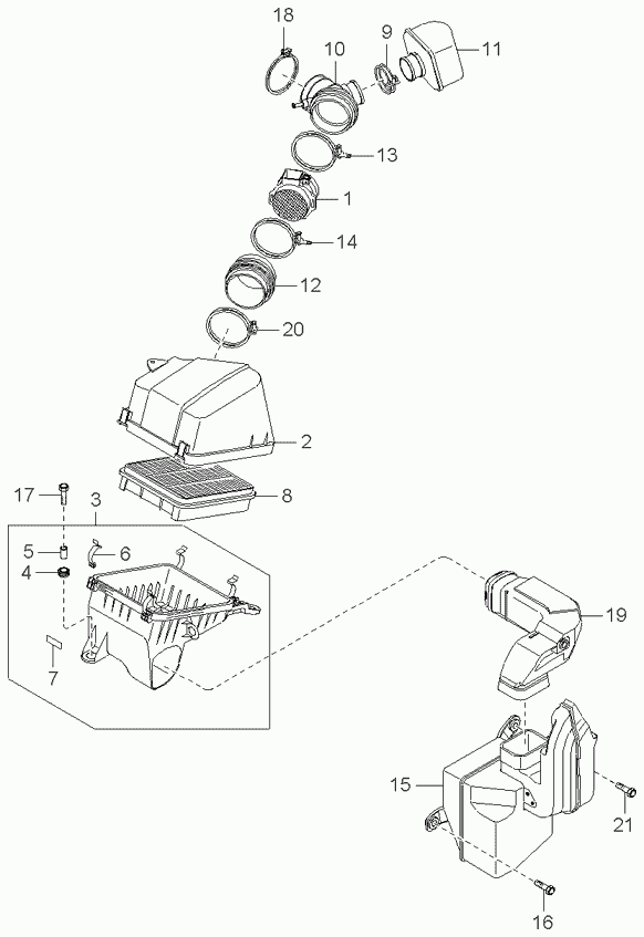 Корпус воздушного фильтра в сборе для Киа Опирус 2003-2007