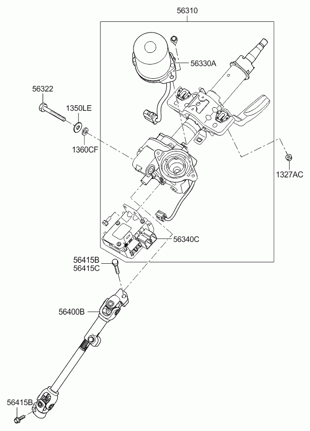Рулевая колонка в сборе для Киа Пиканто 2011-2015