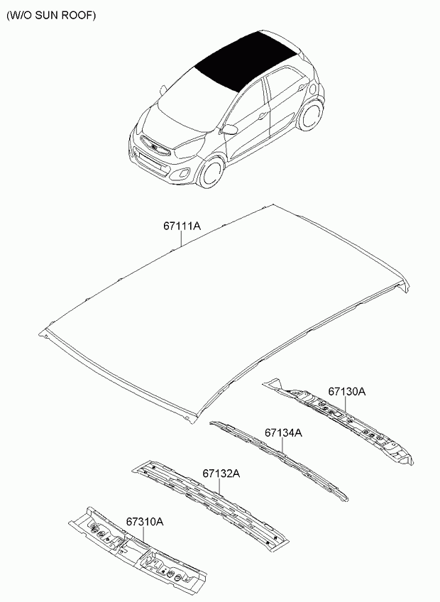 Крыша для Киа Пиканто 2011-2015
