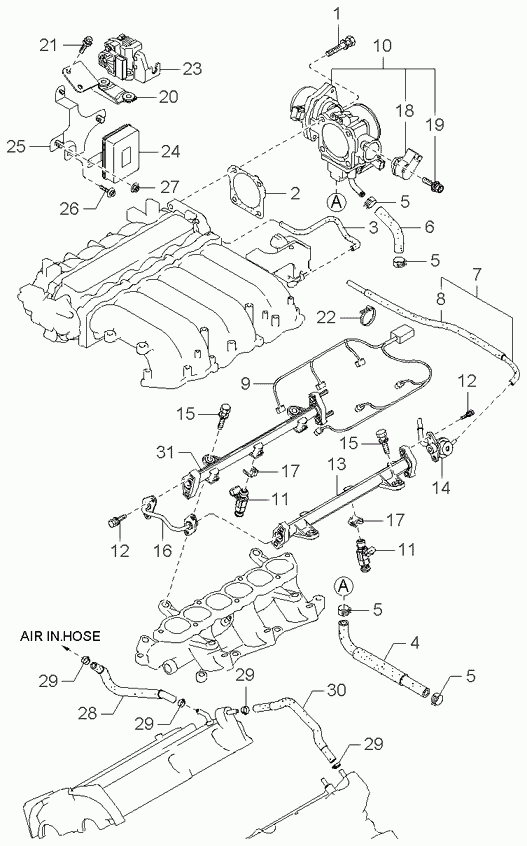 Топливная рампа для Киа Опирус 2003-2007