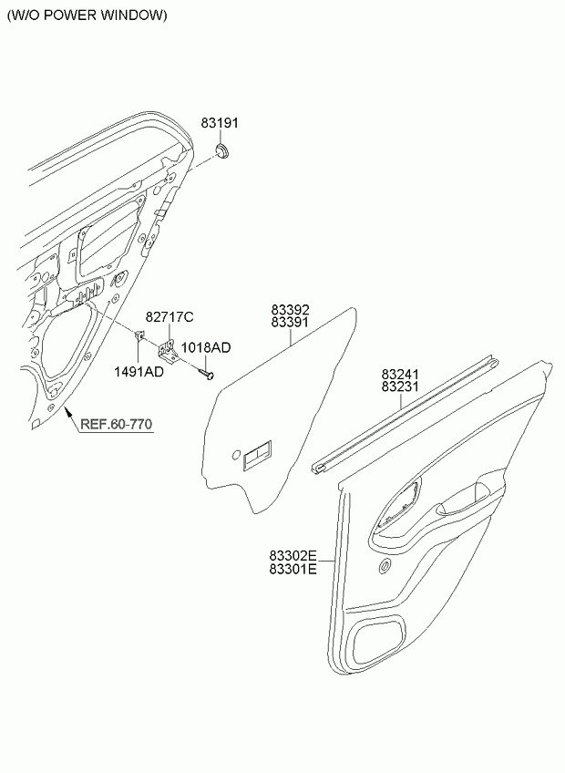 Панель отделки задней правой двери для Киа Пиканто 2011-2015