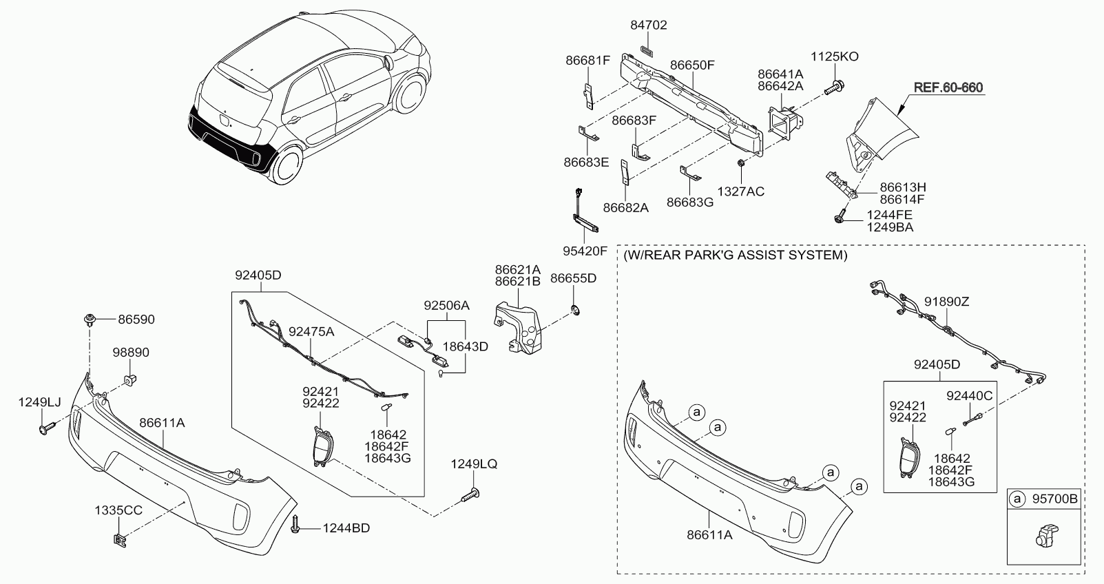 Бампер задний для Киа Пиканто 2011-2015