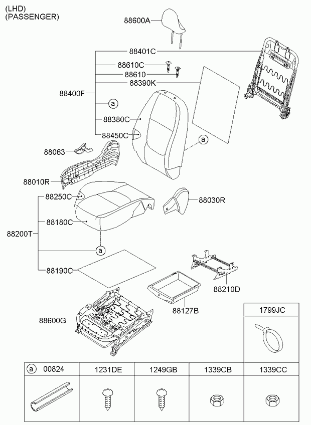 Подушка переднего сиденья пассажира для Киа Пиканто 2011-2015 