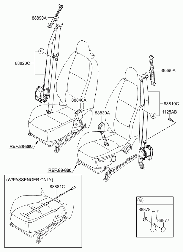 Ремень безопасности переднего пассажира для Киа Пиканто 2011-2015