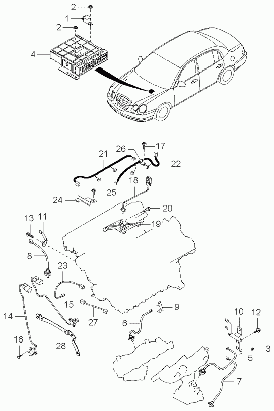 Датчик положения распредвала для Киа Опирус 2003-2007