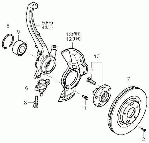 Подшипник передней ступицы для Киа Опирус 2003-2007