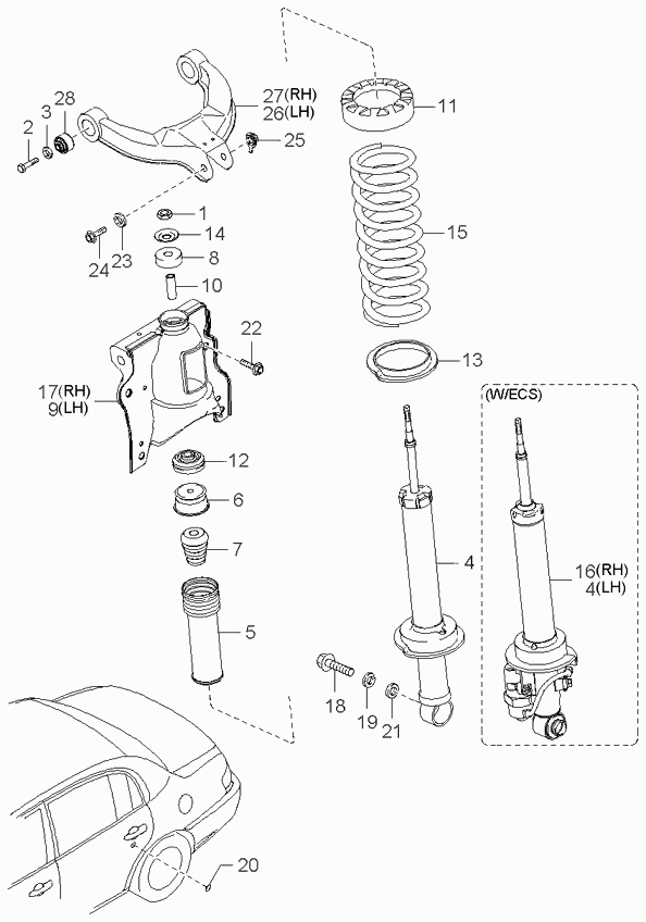 Пружина задняя для Киа Опирус 2003-2007