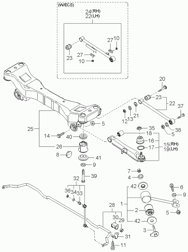 Стабилизатор задний для Киа Опирус 2003-2007