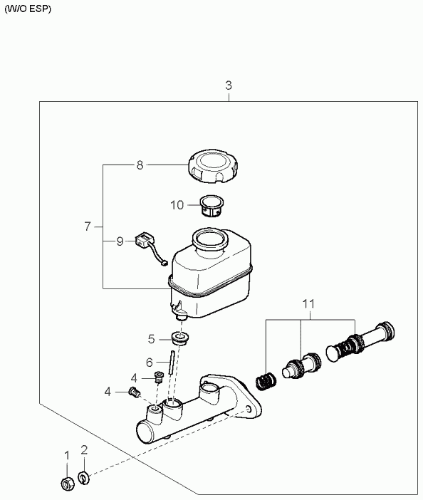 Главный цилиндр тормозной в сборе для Киа Опирус 2003-2007