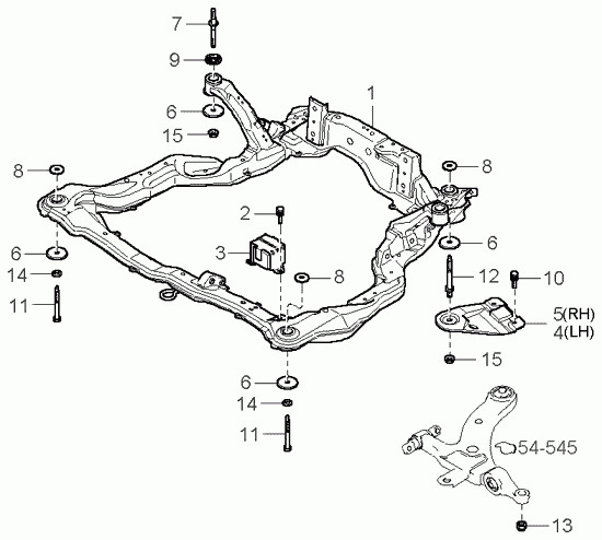 Подрамник передний, балка для Киа Опирус 2003-2007