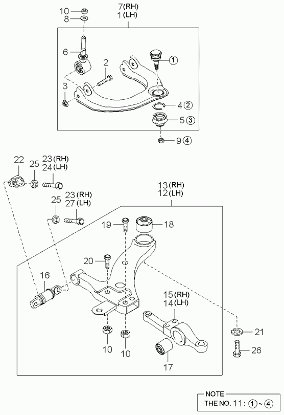 Рычаг передний нижний левый для Киа Опирус 2003-2007