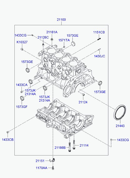 Блок цилиндров в сборе для Хендай Матрикс 2005-2008