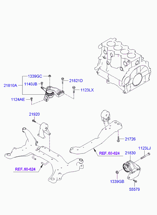 Подушка двигателя левая для Хендай Матрикс 2005-2008