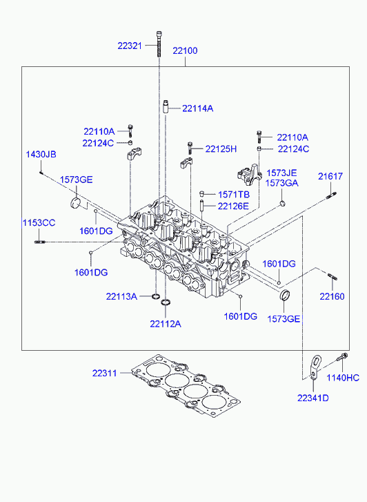 Головка блока цилиндров в сборе для Хендай Матрикс 2005-2008
