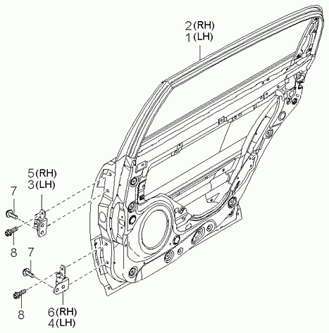 Дверь задняя правая для Киа Опирус 2003-2007