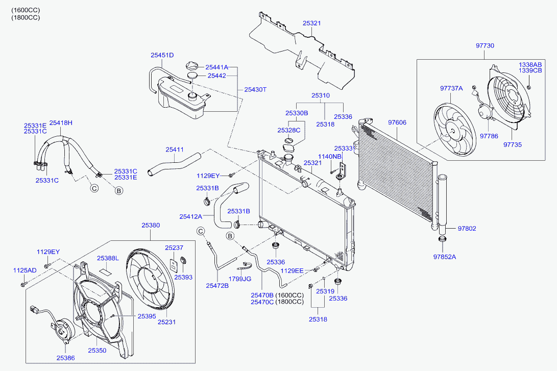 Радиатор двигателя в сборе для Хендай Матрикс 2005-2008