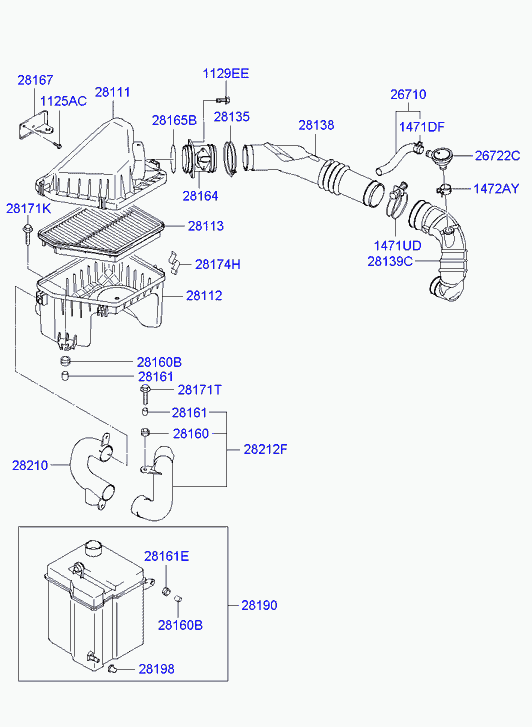 Датчик расхода воздуха для Хендай Матрикс 2005-2008