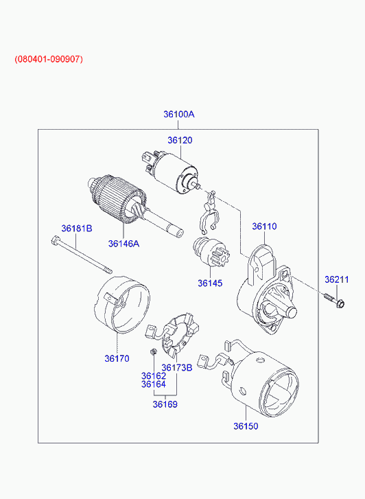 Стартер в сборе для Хендай Матрикс 2005-2008