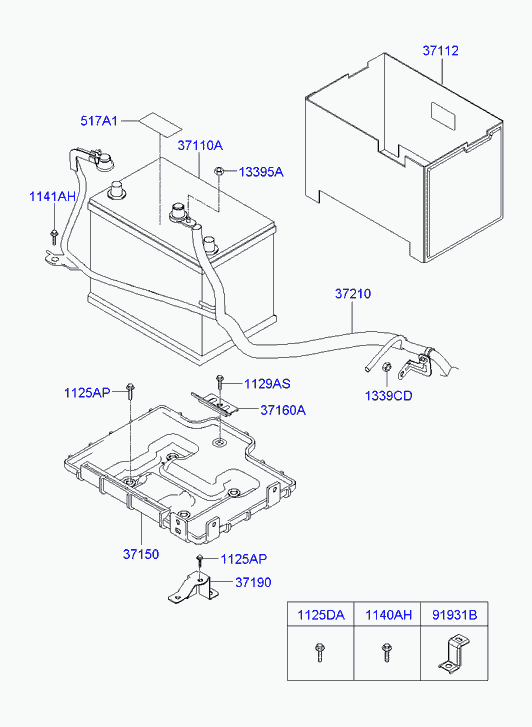 Аккумулятор для Хендай Матрикс 2005-2008