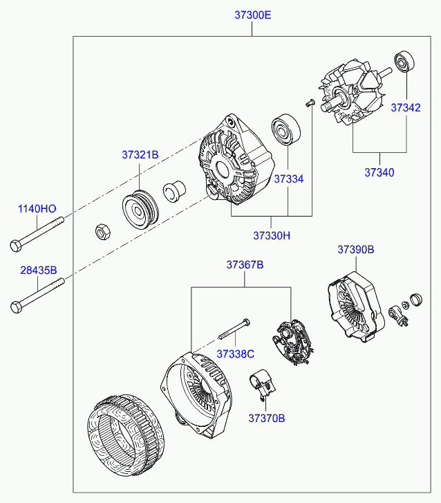 Генератор в сборе для Хендай Матрикс 2005-2008