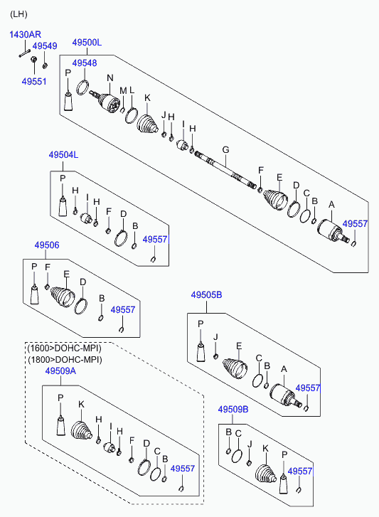 Приводной вал передний левый для Хендай Матрикс 2005-2008