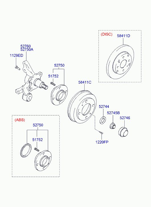 Ступица задняя левая для Хендай Матрикс 2005-2008