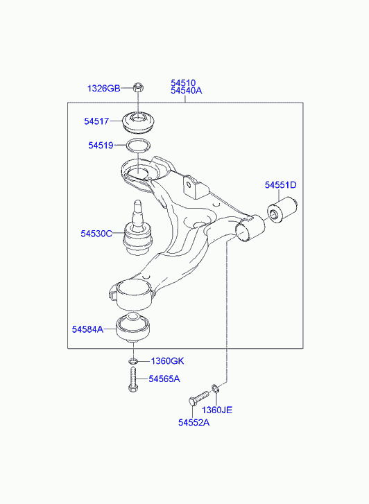 Шаровая опора рычага переднего нижнего левого для Хендай Матрикс 2005-2008