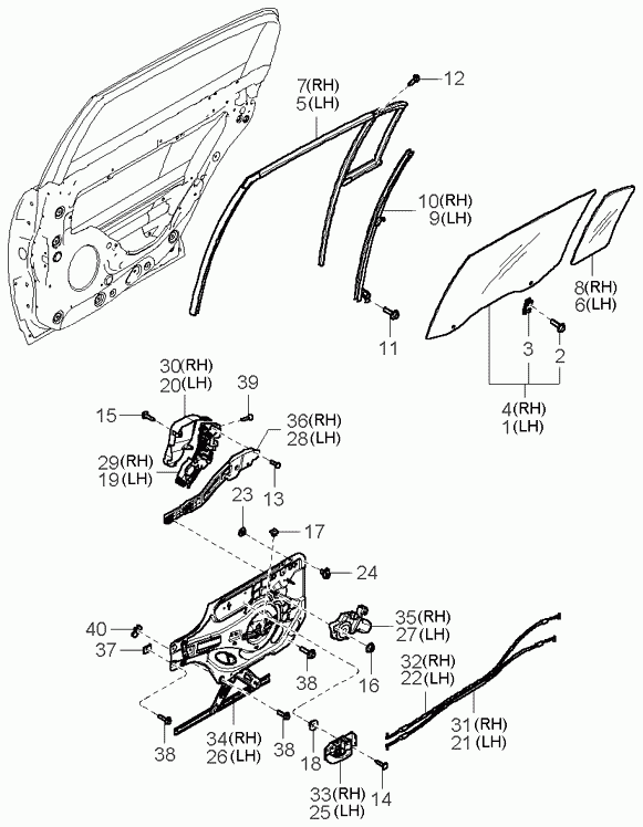 Мотор стеклоподъемника заднего правого для Киа Опирус 2003-2007
