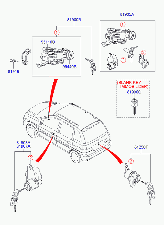 Замок багажника для Хендай Матрикс 2005-2008