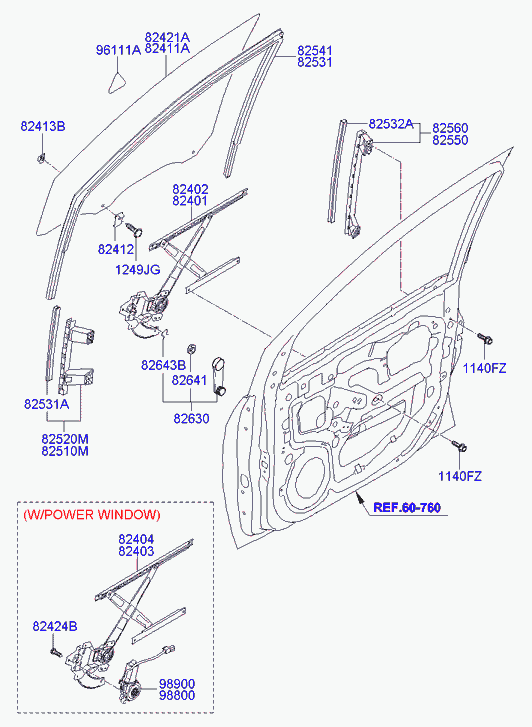 Стекло передней правой двери для Хендай Матрикс 2005-2008