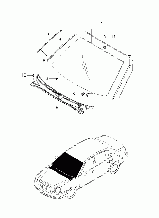 Лобовое стекло для Киа Опирус 2003-2007