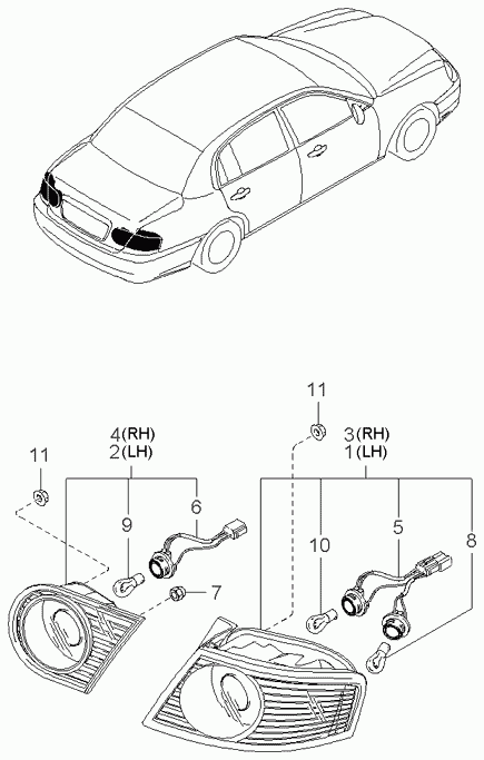 Фонарь задний правый на багажнике для Киа Опирус 2003-2007
