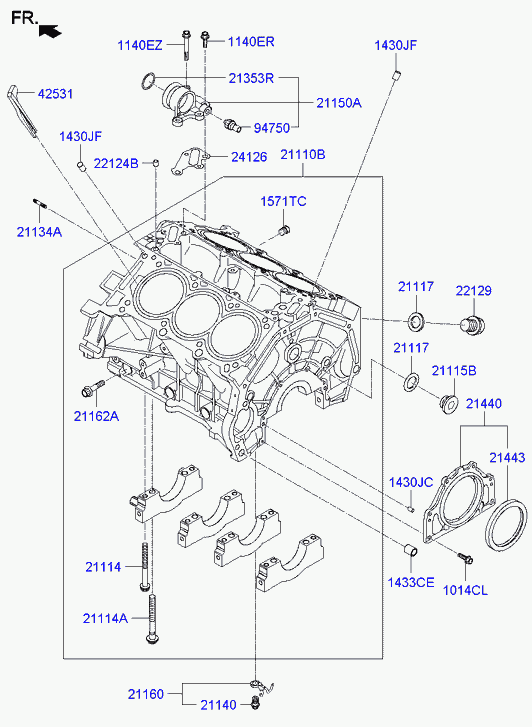 Блок цилиндров в сборе для Хендай Экус 2009-2013