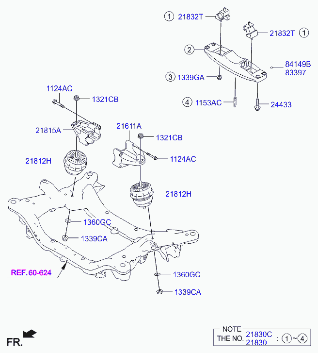 Подушка двигателя правая для Хендай Экус 2009-2013