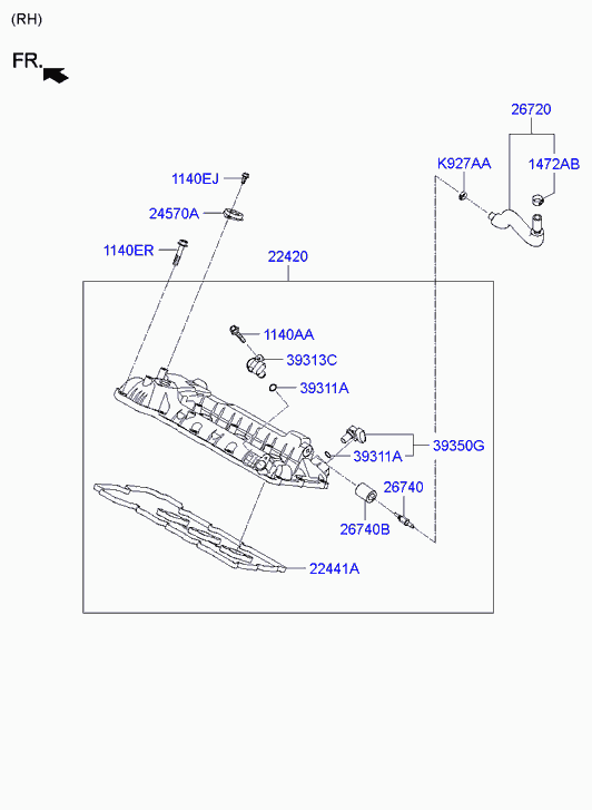 Клапанная крышка для Хендай Экус 2009-2013