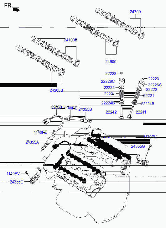 Выпускной распредвал для Хендай Экус 2009-2013