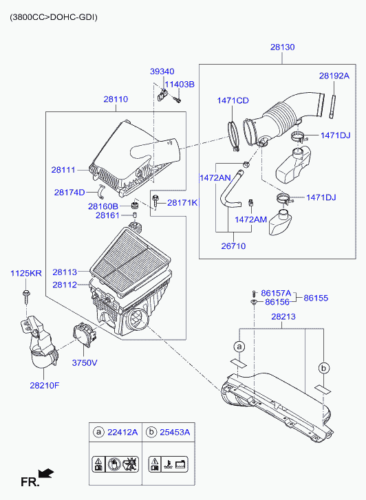 Корпус воздушного фильтра в сборе для Хендай Экус 2009-2013