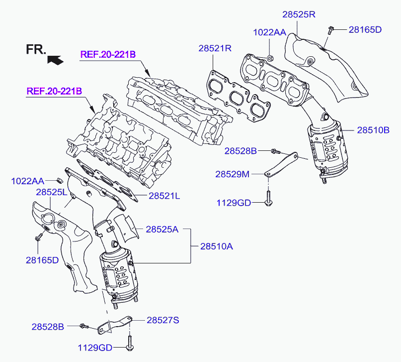 Коллектор выпускной для Хендай Экус 2009-2013