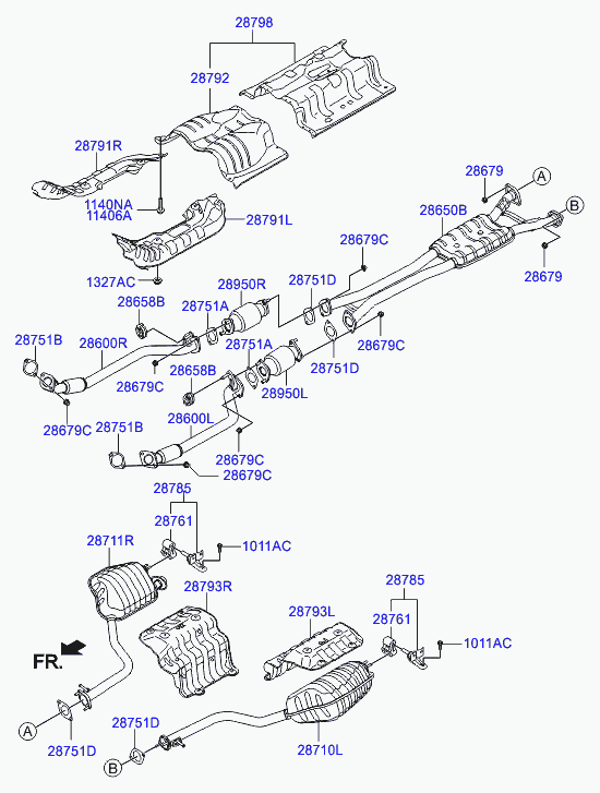 Глушитель основной для Хендай Экус 2009-2013