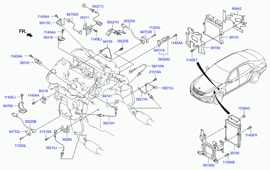 Лямбда зонд для Хендай Экус 2009-2013