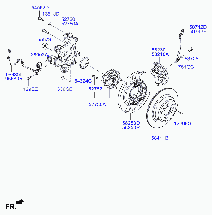 Диск тормозной задний для Хендай Экус 2009-2013