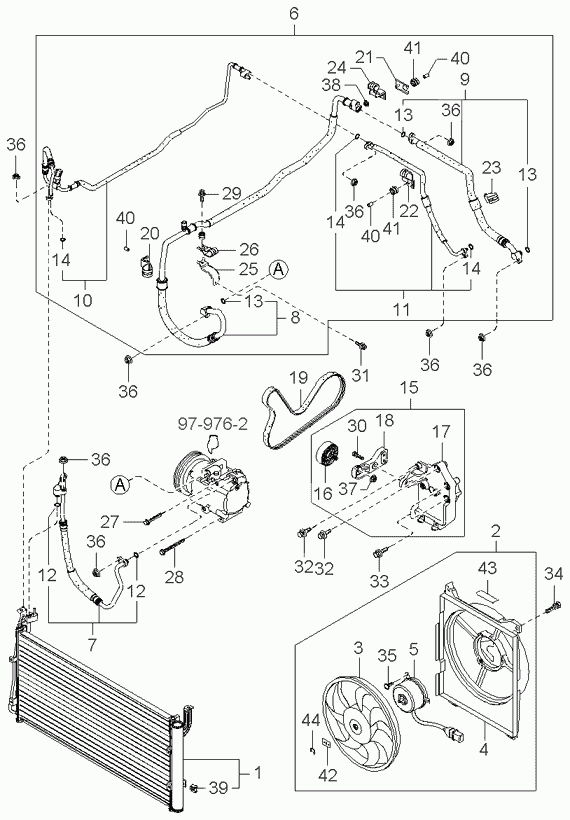 Трубка кондиционера для Киа Опирус 2003-2007