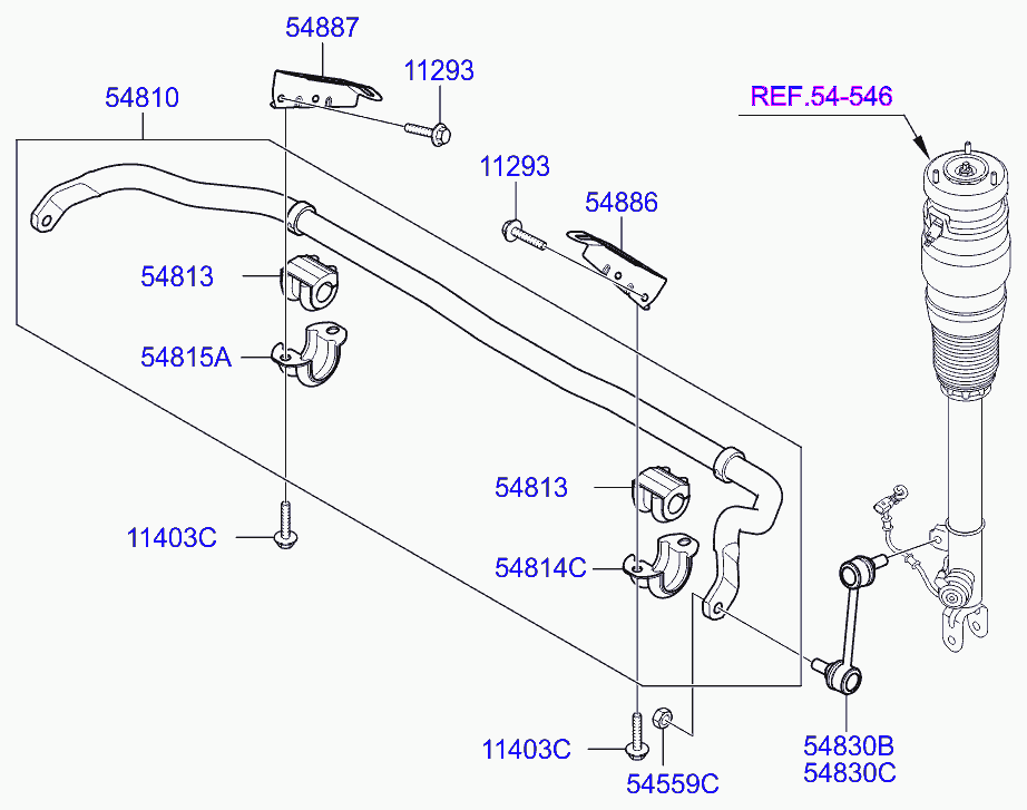 Стабилизатор передний для Хендай Экус 2009-2013