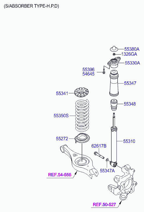 Амортизатор задний для Хендай Экус 2009-2013