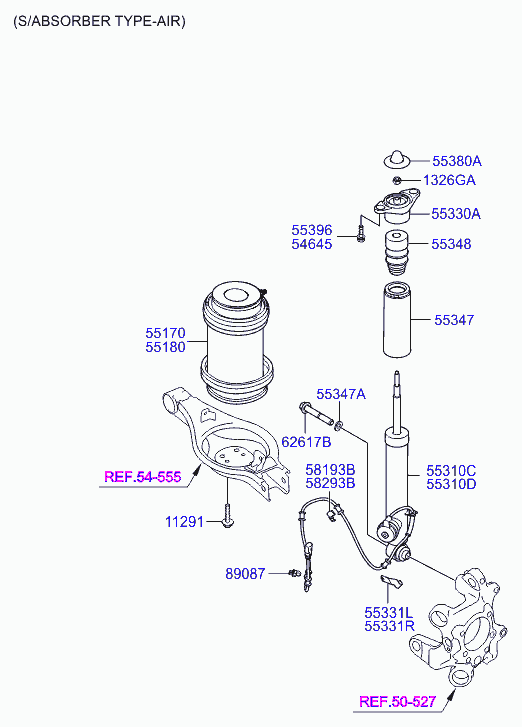 Пружина задняя для Хендай Экус 2009-2013