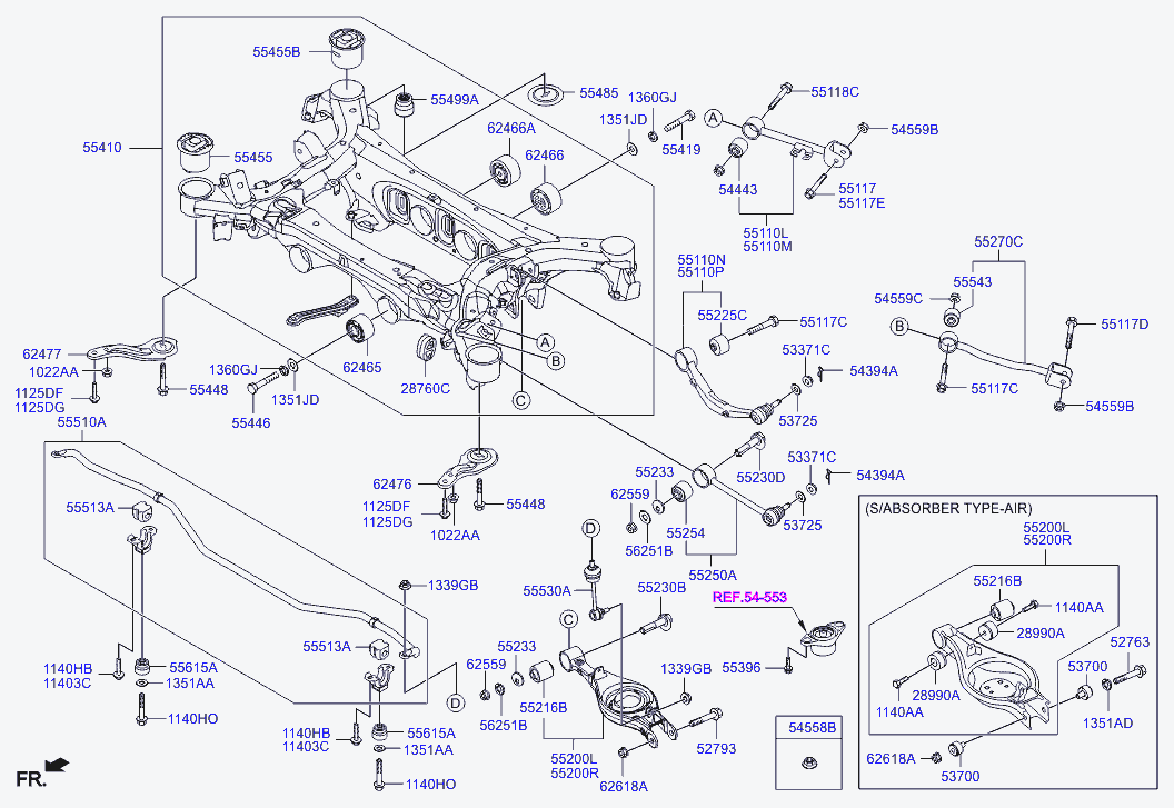 Рычаг задний нижний правый для Хендай Экус 2009-2013