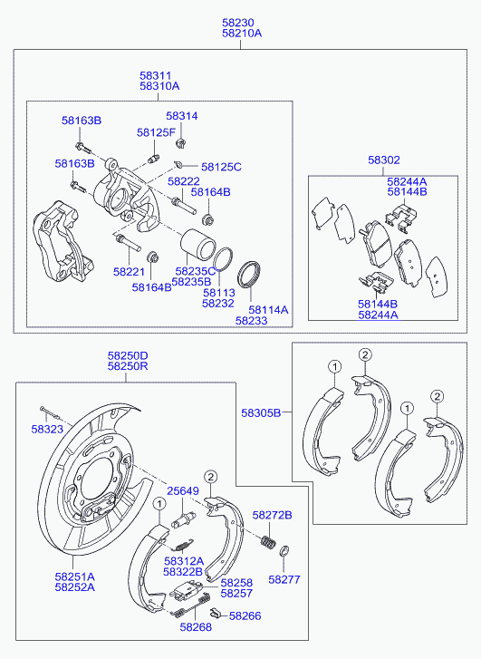 Суппорт тормозной задний правый для Хендай Экус 2009-2013